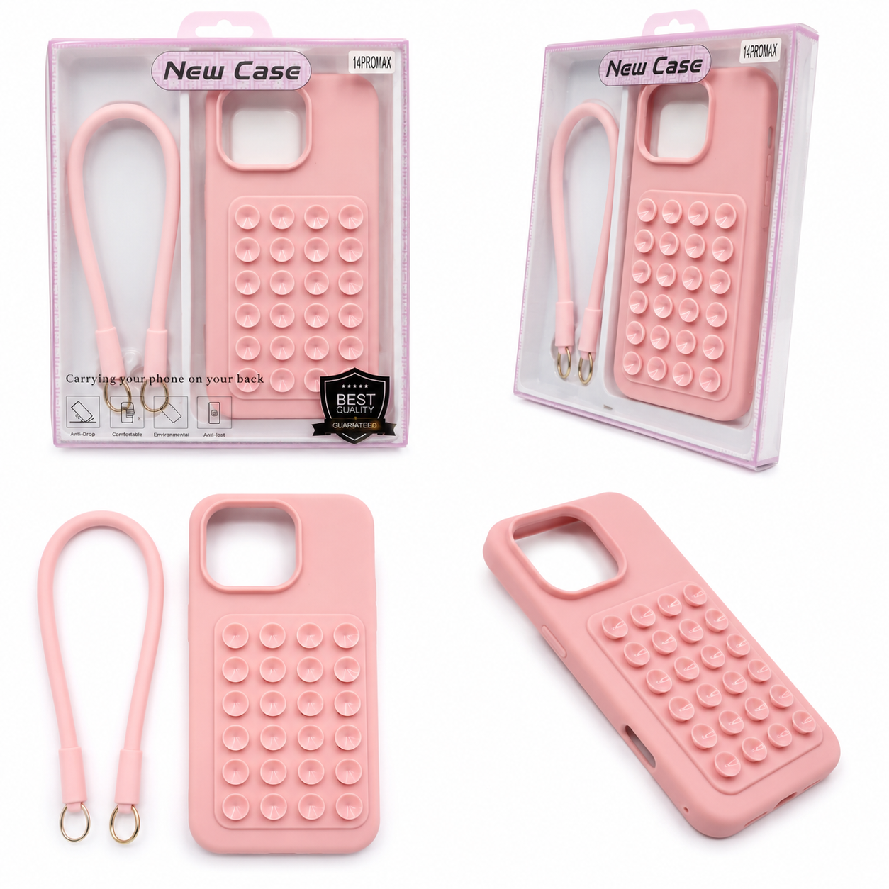 Luxury Suction Grip Silicone Case with Wrist Strap
