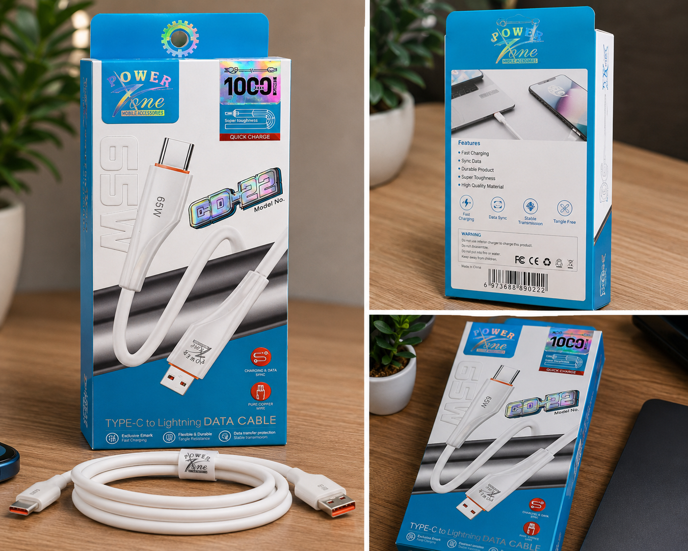 Power zone Type-C to Lightning Fast Charging Cable