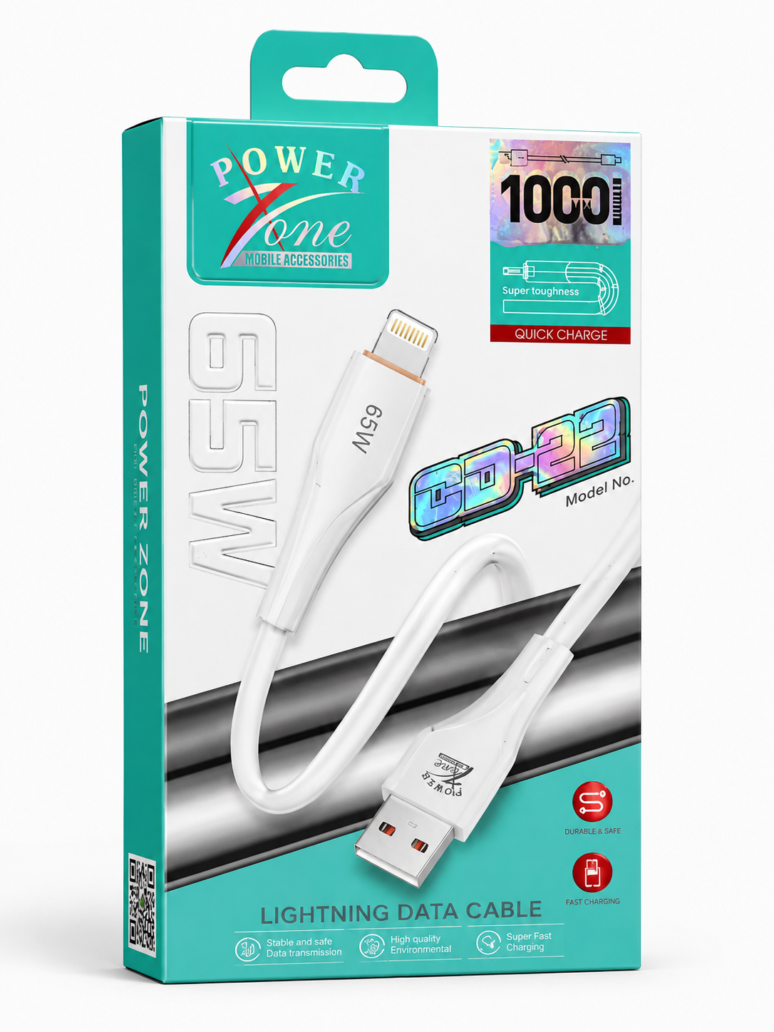 Power Xone CD-22 Lightning Data Cable (65W)For Iphone