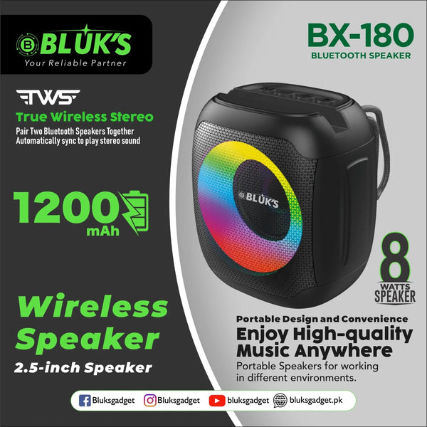 Bluk's Bx-181/Bx-180 Wireless Bluetooth Speaker With Rgb Lights