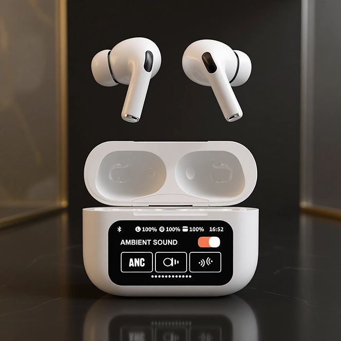 White Wireless Earbuds with Noise Reduction & Touch Control