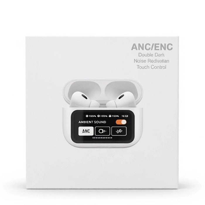 White Wireless Earbuds with Noise Reduction & Touch Control